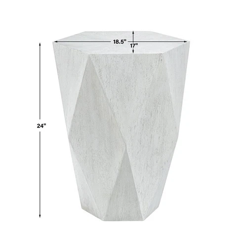 Uttermost Volker Geometric Mango Veneer Top Wood Side Table in Fresh White - Picture 5 of 5
