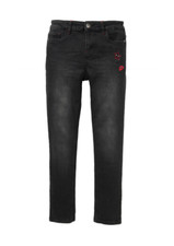 Y.F.K. Girls stretch jeans pants with embroidery black slim fit size 140, 158