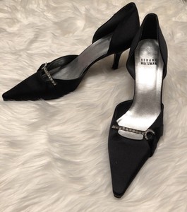 black satin shoes with rhinestones