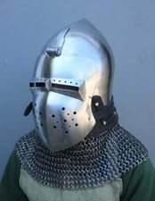 16 Gauge Stahl Mittelalterlicher Helm Kampfschwein Bascinet Kettenhemd Helm