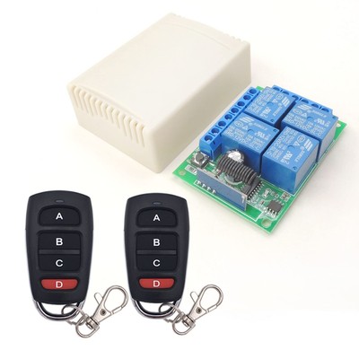 DC 12V Wireless Relay Remote Control Switch 433MHz RF 4 Channels Relay Receiv...