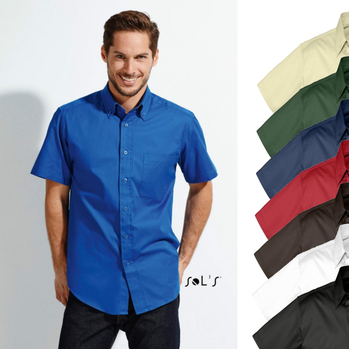 Camicia Twill Da Uomo A Maniche Corte Con Taschino Taglia Grande S