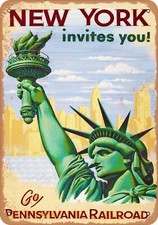 METAL SIGN - Pennsylvania Railroad to New York - Vintage Look