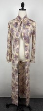 Vintage 70s Robe Womens XS Open Front Duster Pussy Bow Romantic Floral Print