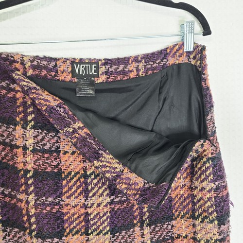 Vtg Virtue Womens Blazer (sz12) Pencil Skirt (sz10) Set Purple Plaid Tweed - Picture 18 of 23