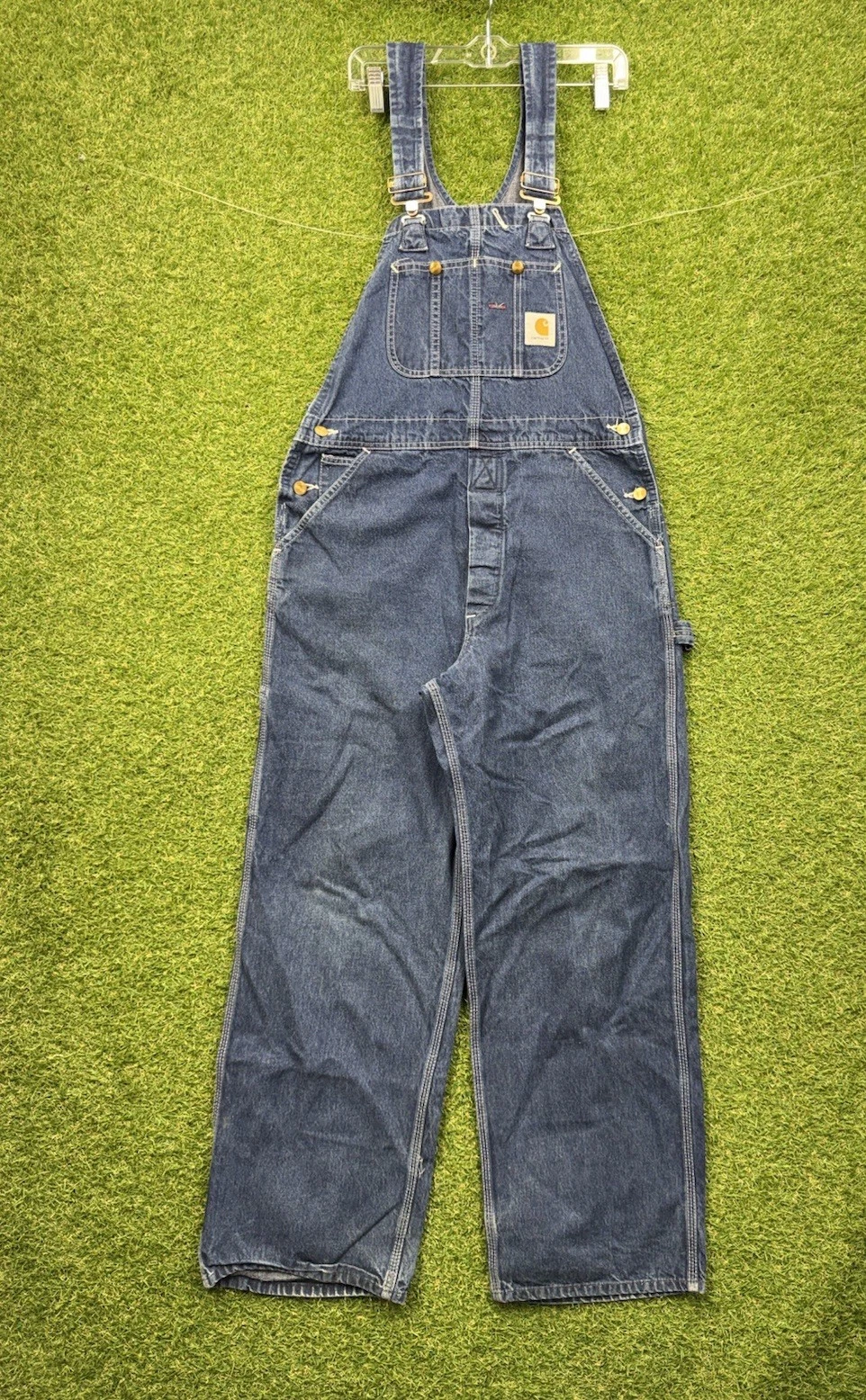 Carhartt Denim Overalls Mens 32x28 Bibs Farming Carpenter Workwear Dark RO7DST