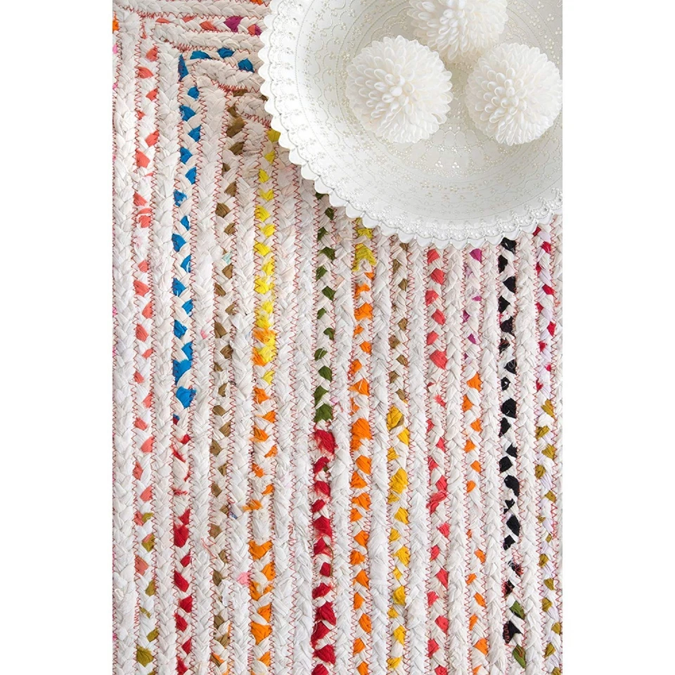 Alfombra Corredor 100% Algodón Alfombra Rectángulo Área Hecha a Mano Salón Moderno Alfombra Foto 2 de 4