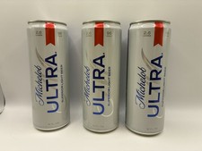 3 Michelob Ultra Empty Beer Cans - 12oz 