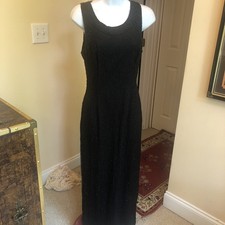 Laurence Kazar Vintage Sz PM 100 Silk Black Fully Beaded Evening Gown New Yesrs