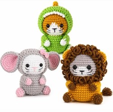 Cat Crochet Kit 3 Pack for Beginners Amigurumi DIY Set with Video Tutorial