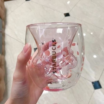 スターバックス猫の手 グラス　ピンク Starbucks Pink Sakura 6OZ Mug – Limited Cat-Claw Double-Wall Glass