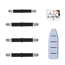 4Pcs Adjustable Crisscross Fitted Sheet Band Straps Grippers Suspenders (4pcs-Bl