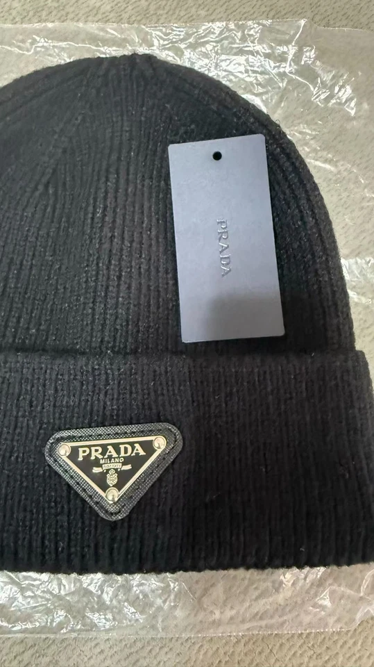 PRADA Milano Beanie Knitted Hat One Size Black Wool Unisex - Image 3 of 4