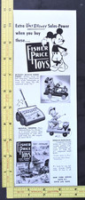 RARE Vtg 1951 DEALER Ad - Fisher Price Disney Pull Toys