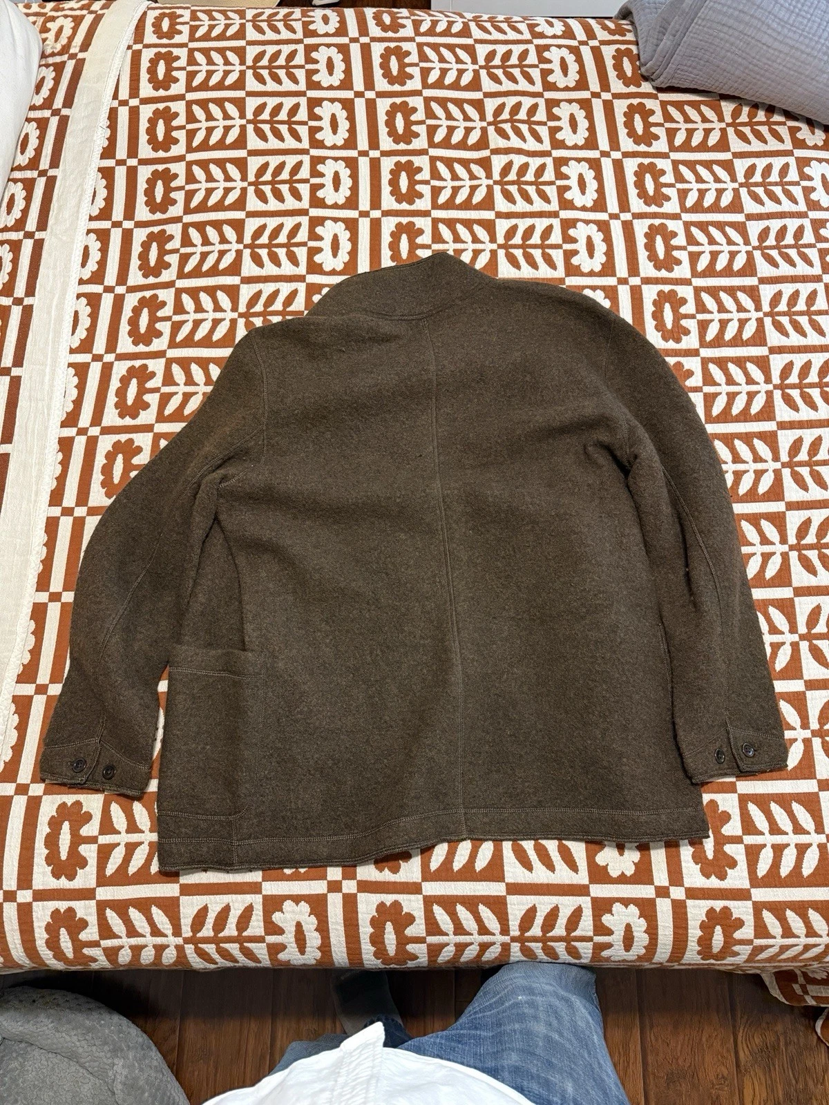 Flint and Tinder men's Boiled Wool Chore Blazer Jacket, Color Brown, Size Large - product detail image 6