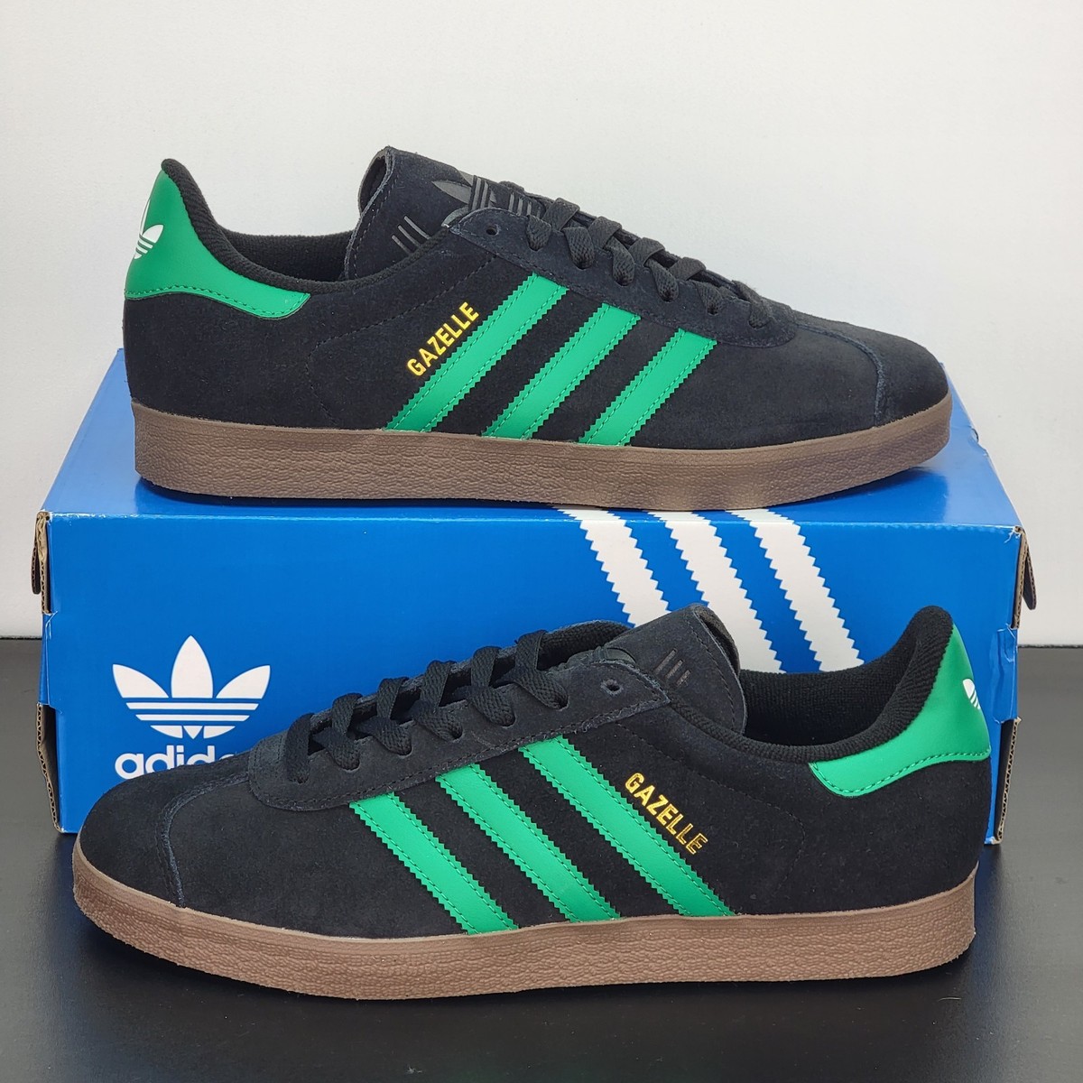 Adidas Gazelle Men's Size 9.5 Shoes Black Green Athletic Casual