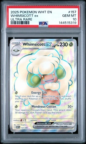 2025 POKEMON WHT EN-WHITE FLARE ULTRA RARE #157 WHIMSICOTT EX PSA 10
