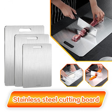 Double-Sided 316 Stainless Steel Cutting Board Chopping Dough Kneading UK