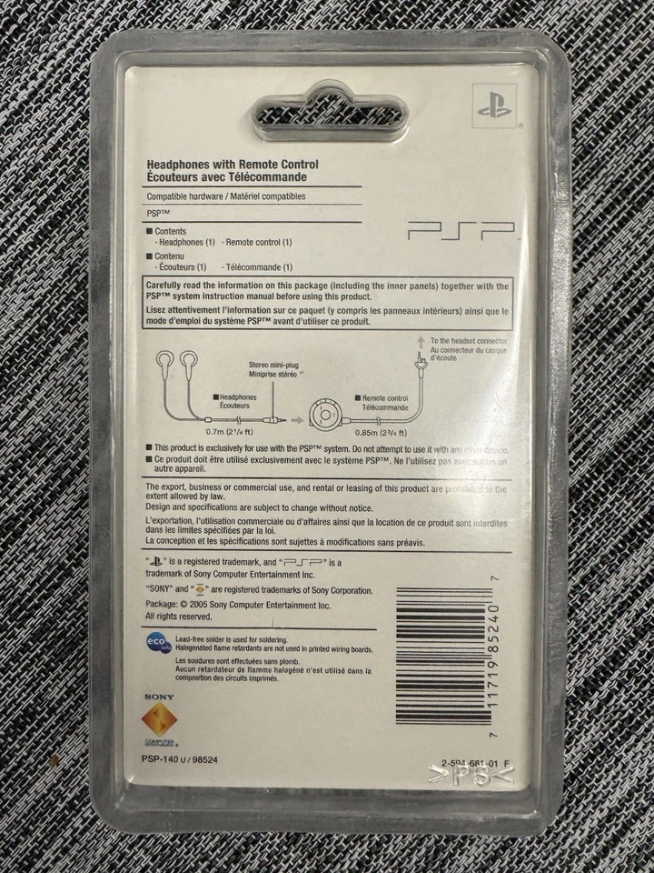 Sony PSP Headphones with Remote Control Officially Licensed by Sony New Sealed - Image 2 of 4