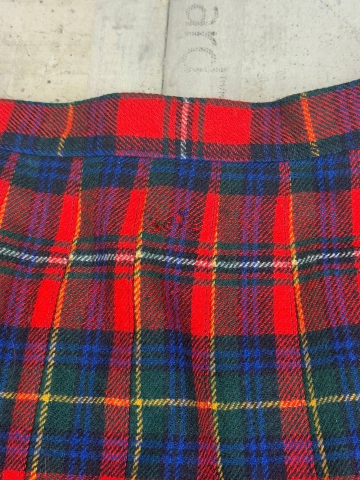 Pendleton 格子格子褶饰裙红色黑色 100% 羊毛 10 码美国制造 — 第 4/4 张图片