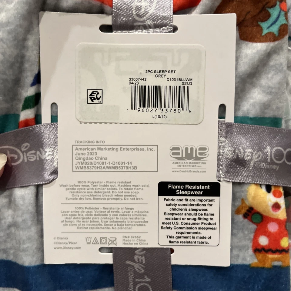 Disney 100 Niños Pixar Manga Larga Pijama Conjunto de 2 Piezas Ropa de Salón Ropa de Dormir Talla L 10/12 Foto 4 de 4