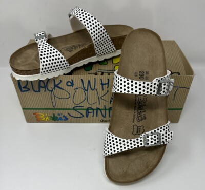 Birkenstock Birki's Tahiti White Black Polka Dot Sandals Shoes Size
