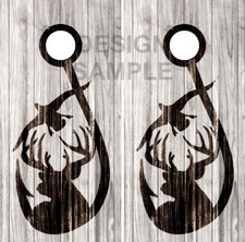 Buck Duck Hook Wood Cornhole Wrap Bag Toss Skin Decal Sticker