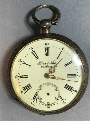 ANTIQUE OLD POCKET 84 (875) SILVER HALLMARK WATCHES "Perret & Fils BRENETS". - Picture 2 of 9