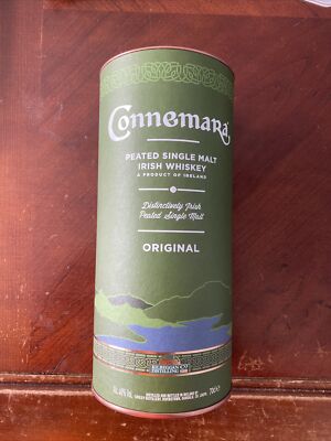 CONNEMARA PEATED SINGLE MALT IRISH WHISKEY EMPTY CYLINDRICAL TIN~MADE IN IRELAND