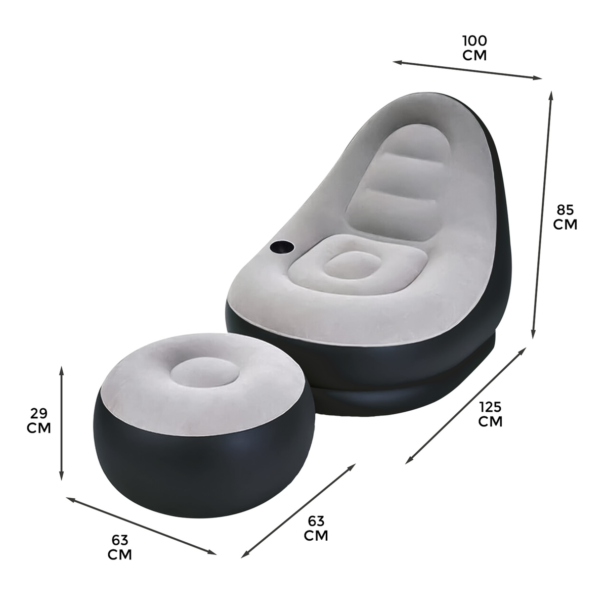 Jilong Inflatable Deluxe Lounger Ottoman Couch Gaming Chair Foot Stool Seat Air - Foto 7