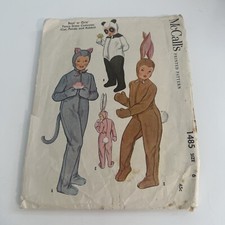McCalls Vintage 1949 Pattern 1485 Childrens Costumes Cat Panda Bunnie Size 6