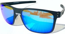 NEW Oakley HOLBROOK Metal BLACK w POLARIZED Galaxy Sky Blue Sunglass 4123