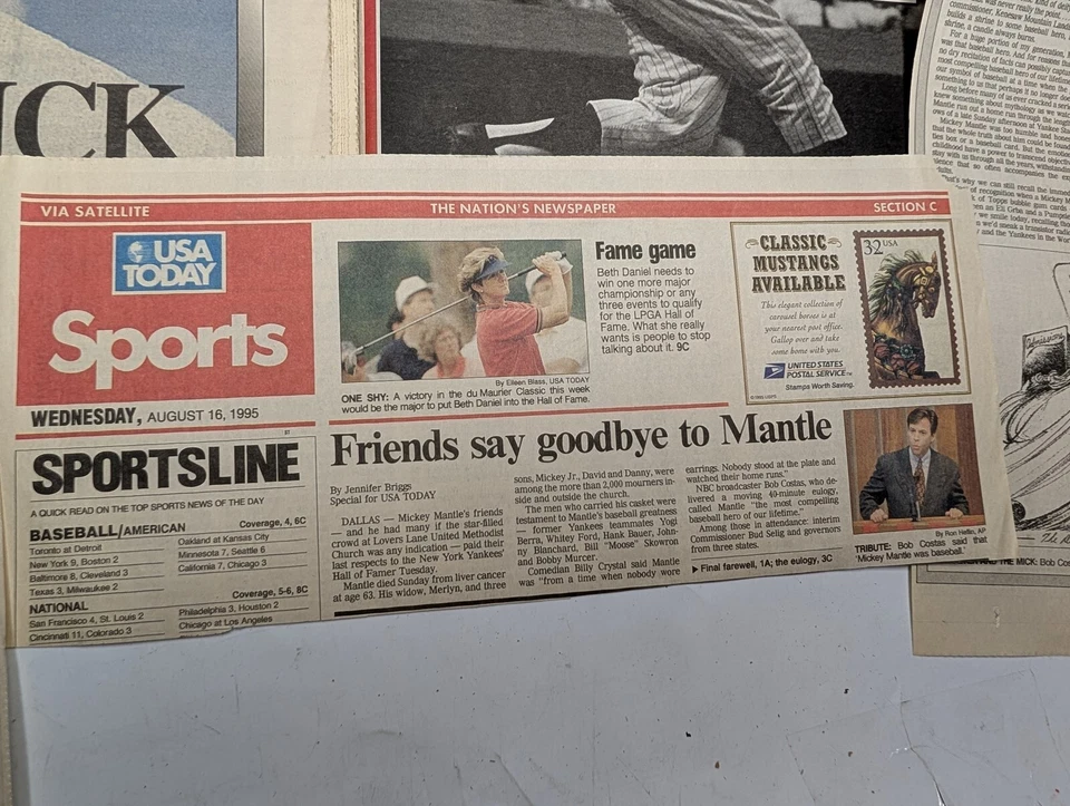 1995 Mickey Mantle Baseball Legend Newspaper Clippings Memorabilia NY Yankees 2F - Image 3 of 4