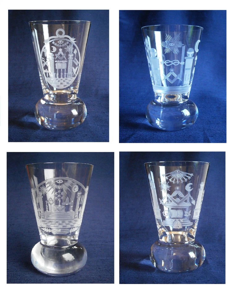 Logen-Glas Kanone m. Freimaurer-Motiv Freemason glass - Bild 1 von 1