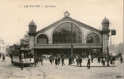 C22 / DEPT 76 CPA LE HAVRE LA GARE ANIME / TRAM NAHAUFNAHME