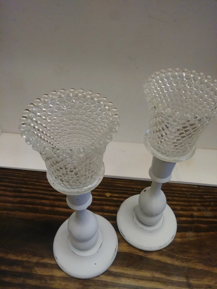 Varas de vela cônicas com copo votivo branco transparente recondicionado 10 polegadas - Imagem 2 de 4