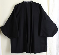 New Eskandar 32"l Sz 0 Os Cashmere Fleece Black Warrior Kimono Jacket Coat $5875