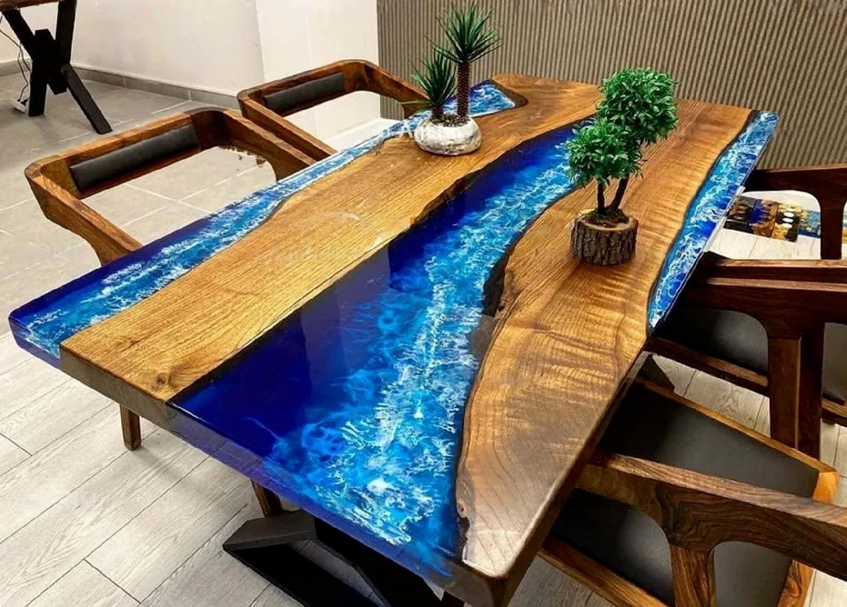 152cm x 76.2cm Fabriqué à la Main Résine Époxy en Bois Dîner Table Top -  Unique