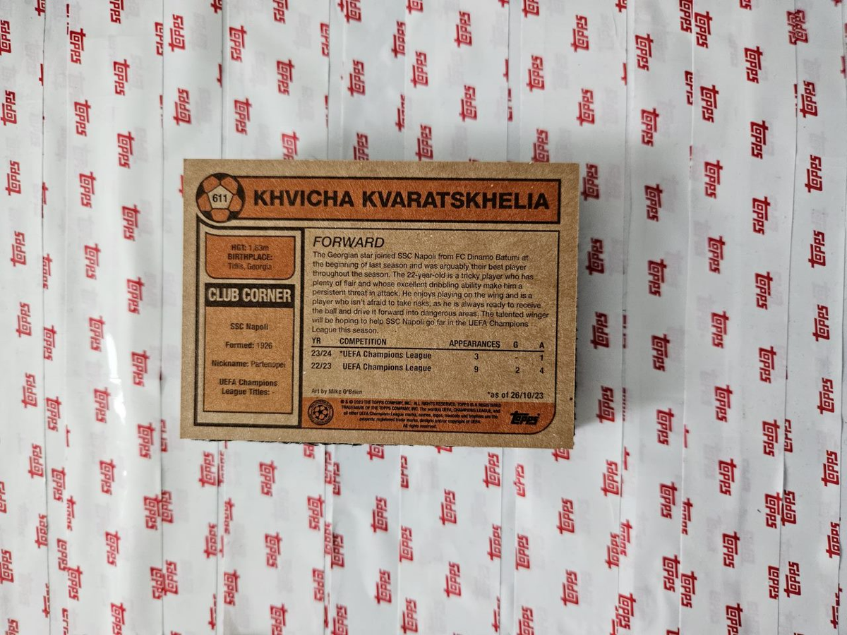 Topps NOW UCL Living Set Card 611 Khvicha Kvaratskhelia SSC NAPOLI