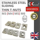 Stainless Steel Thin T nuts M3 M4 M5 M6 for Aluminium Extrusion Profile T V-slot