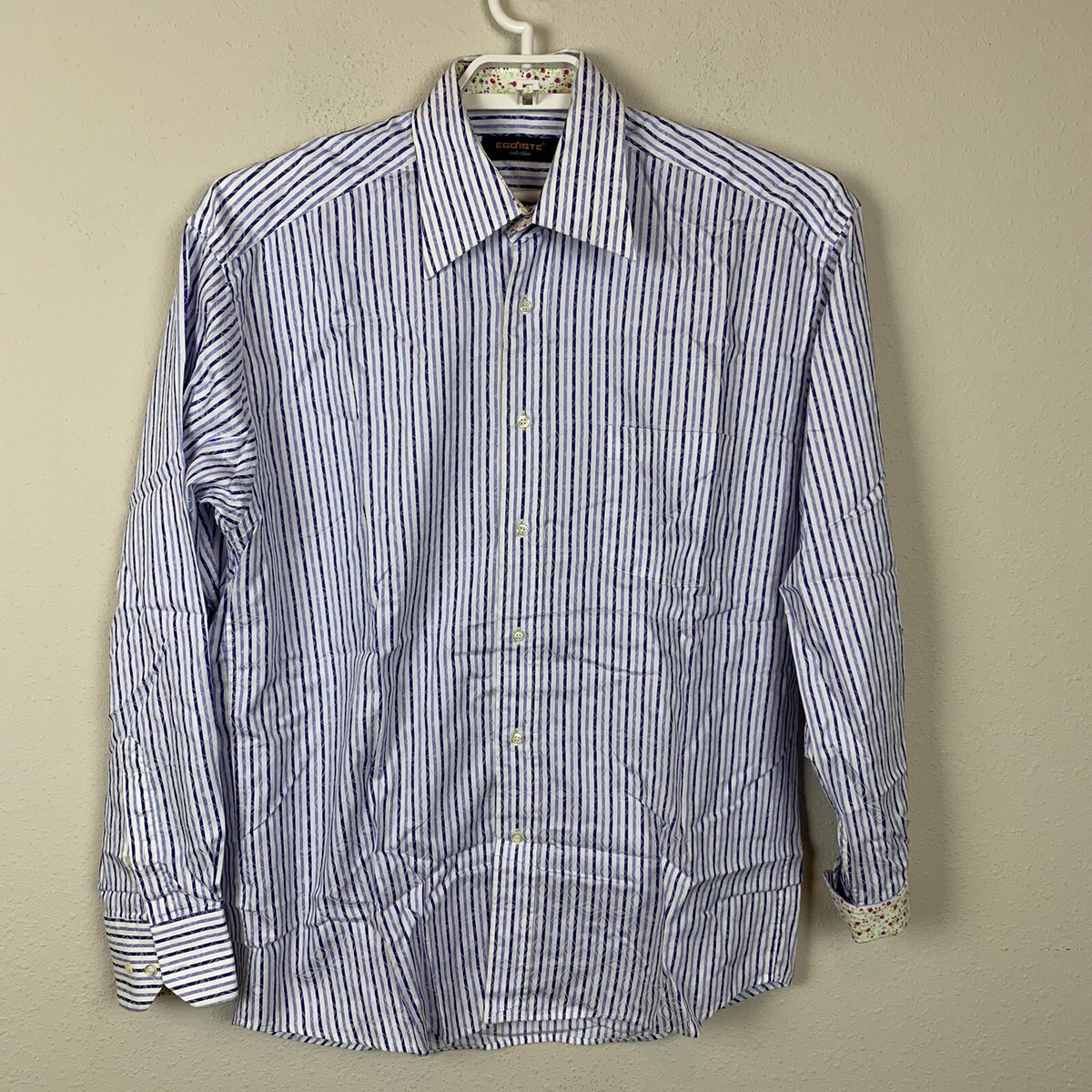 シャツ IONSEOUL Fruit Stripe Shirt Egoiste Collection Button Down Flip Cuff Men's sz L 41/42