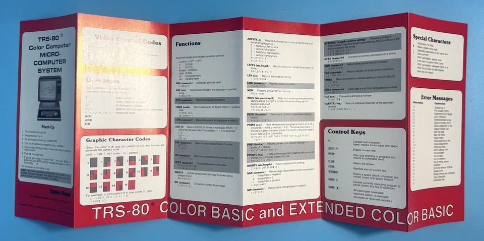 TRS-80 Color Computer Micro Computer System BASIC Quick Reference 1981 8759101 - Image 3 of 4