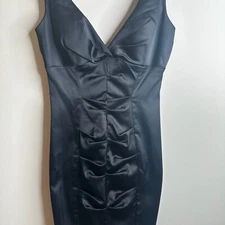 Vintage Cache Dress Womens Sz 6 Black Corset Ruched Coquette Sexy Grunge 90s Y2K