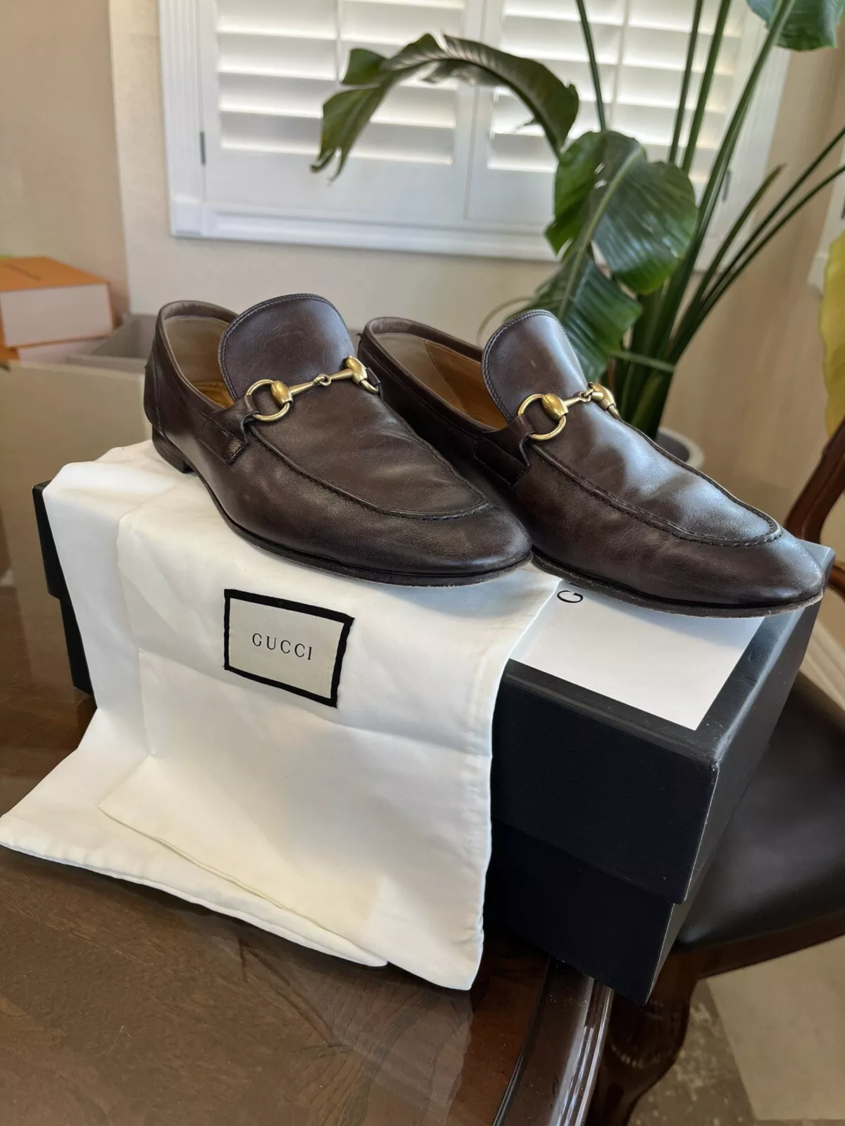 Mocassins GUCCI Jordaan Horsebit Penny Brixton cuir marron 8 G ou 9 US