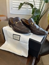 1050 GUCCI Jordaan Horsebit Penny Brixton Loafers Brown Leather 8G 8.5 US 8UK