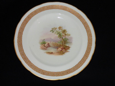 1861 Antique Minton Porcelain Handpainted Scenic Plate w/ Gold