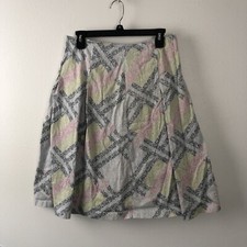 Talbots Lined Multicolored Floral Pleated A-line Skirt Sz 8