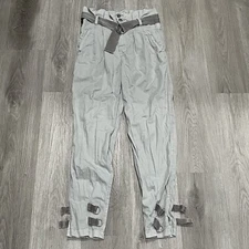 Guess Womens Paperbag Pants Size 4 W26 Gray Adjustable Ankle Belted Pantalones 