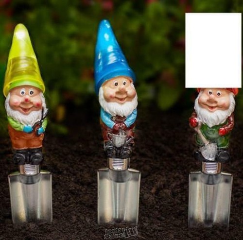 3-PC Gnome Shovel Solar Light Red Hat is Missing From Gnome 3"Lx4"Dx12.5"H - Picture 1 of 2