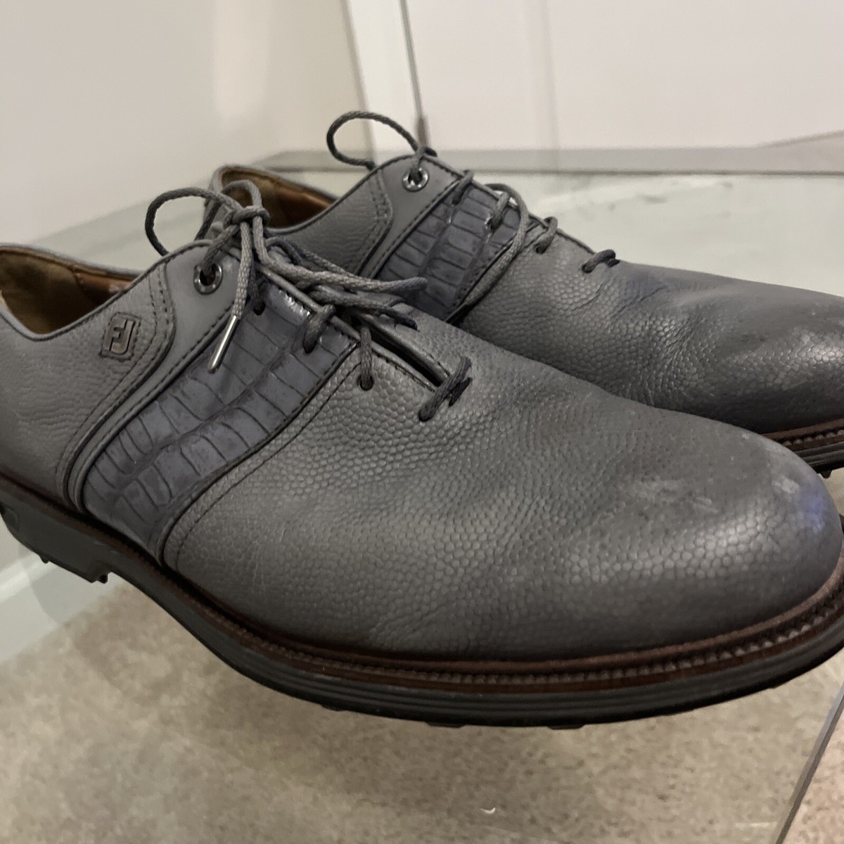 Men\'s Footjoy Size 11M Dark Gray Leather Spikeless Oxford Wingtip Golf Shoes FootJoy Premiere Series Packard 53910 Men main image 3